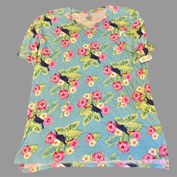 Secret Treasures Nightgown Womens Size 2X/3X Blue Tropical Floral Pajamas‎ - Picture 1 of 6